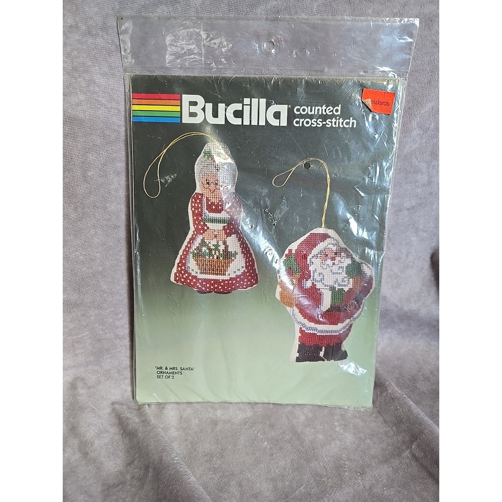 Bucilla Mr. & Mrs. Santa Christmas Ornament Kit 82287 Cross Stitch Kit